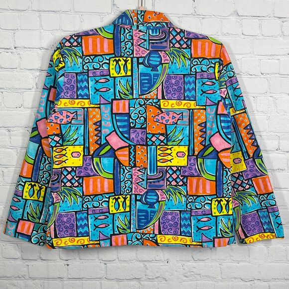 VTG Life Style Jacket Women Medium Buttons Sequins Beaded Artsy Abstract Coat - Picture 3 of 16